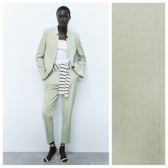 NWT. Zara Green Basic Slim Fit Blazer. Size 6. - Picture 2 of 11